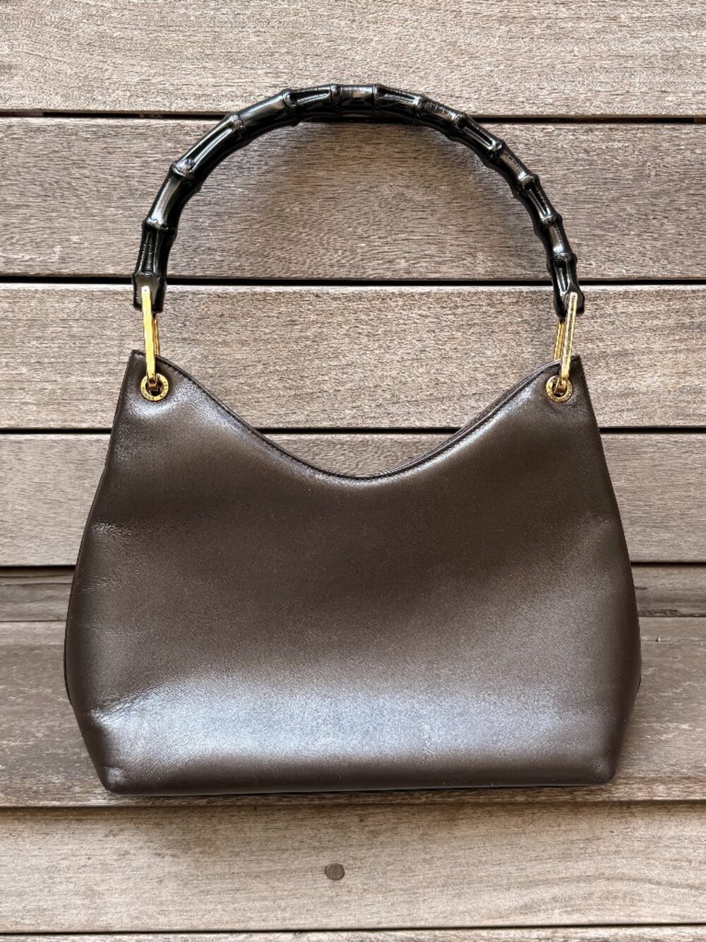 Rare Vintage Gucci (Tom Ford era) Brown Bamboo Leather Shoulder Bag